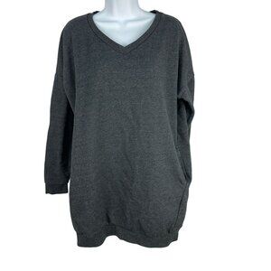 Zenana Outfitters S/M V-Neck Charcoal Gray Sweatshirt With Pockets